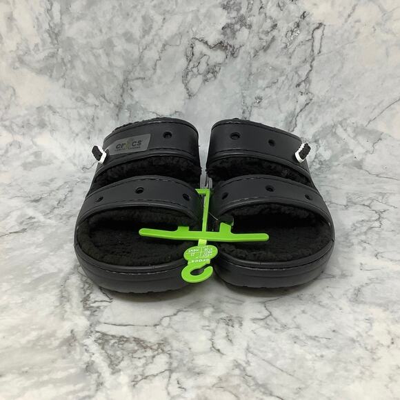 Crocs Men's 5 Women's 7 Black Classic Cozzzy Sandal Fuzzy Slipper P1-37 - Picture 2 of 10